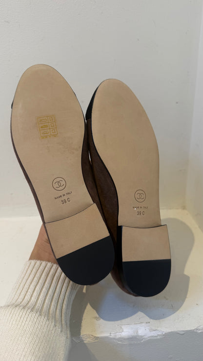 Chanel suede ballerina brown / black size 39