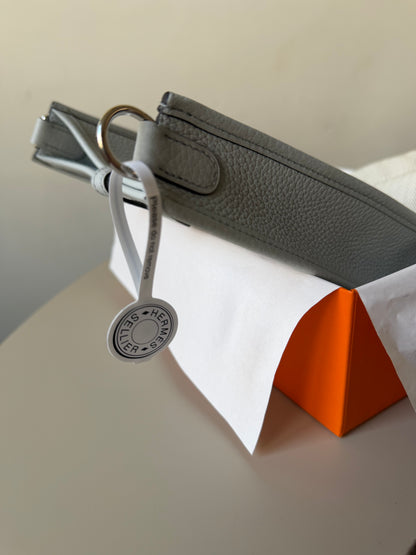 Hermes mini Evelyne blue pale / etain