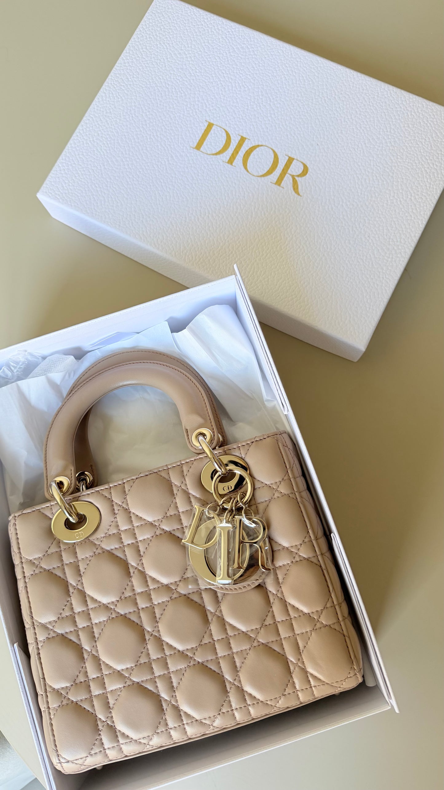 Lady dior small beige brand new