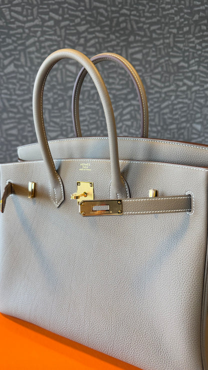 Hermes Birkin 35 etoupe with gold hardware - brand new - K stamp