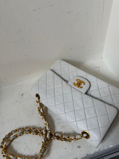 Chanel white small vintage lambskin