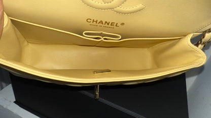 Chanel butter yellow lambskin small flap, new with chip