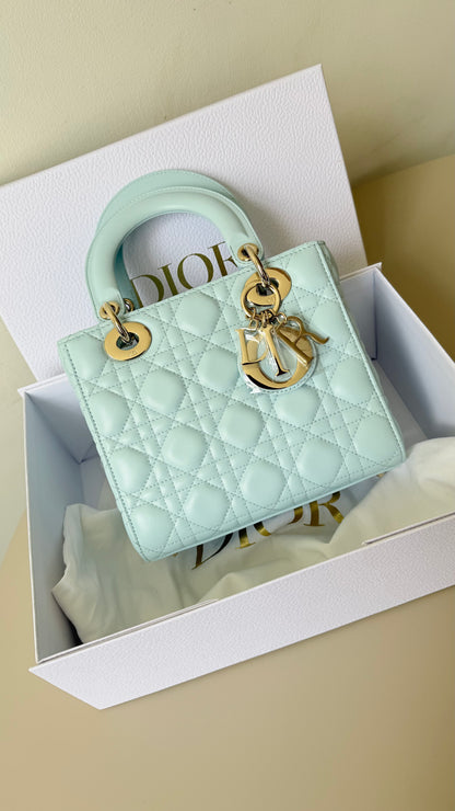 Lady dior small baby blue new