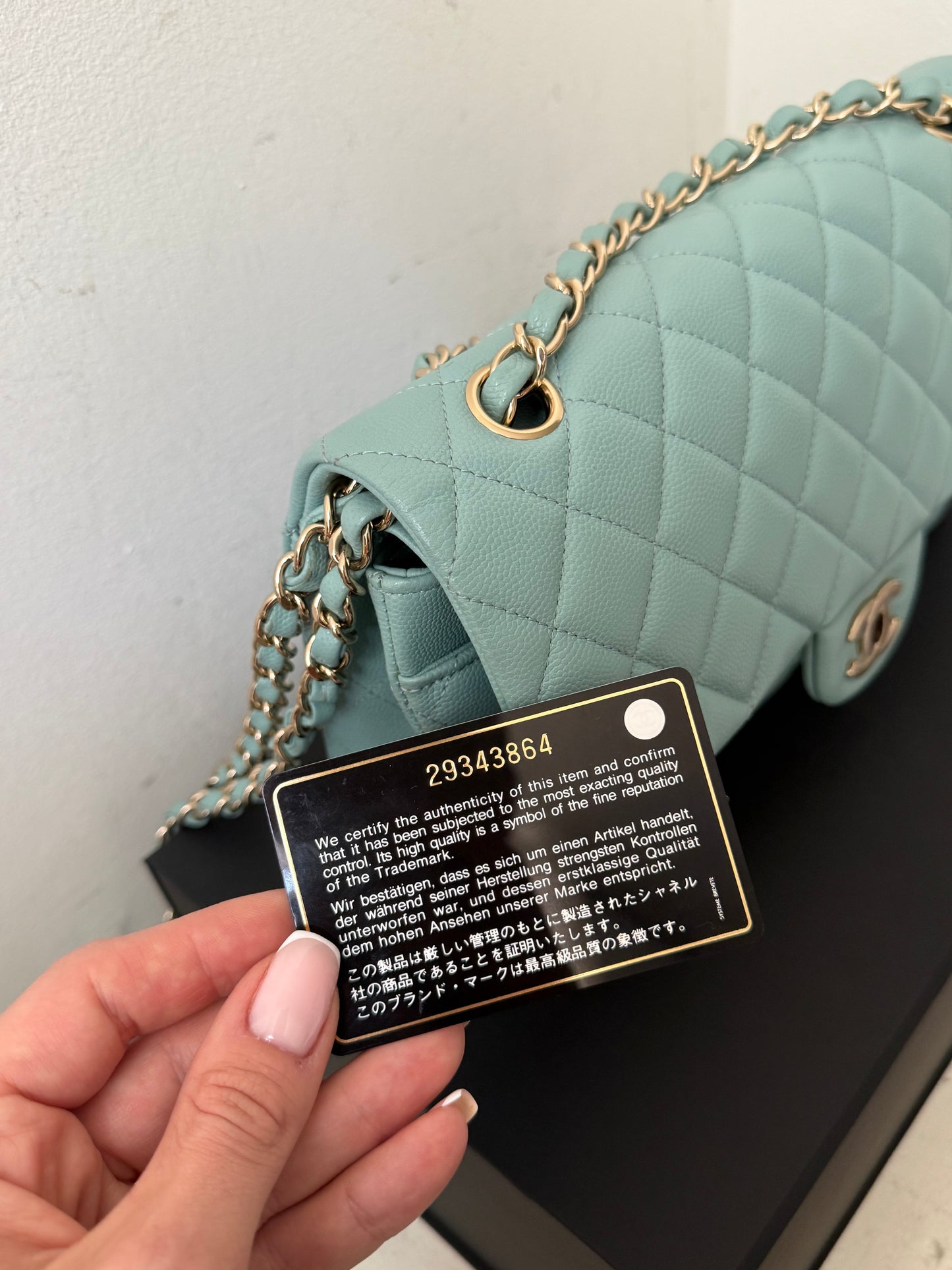 Chanel Tiffany blue medium caviar flapbag