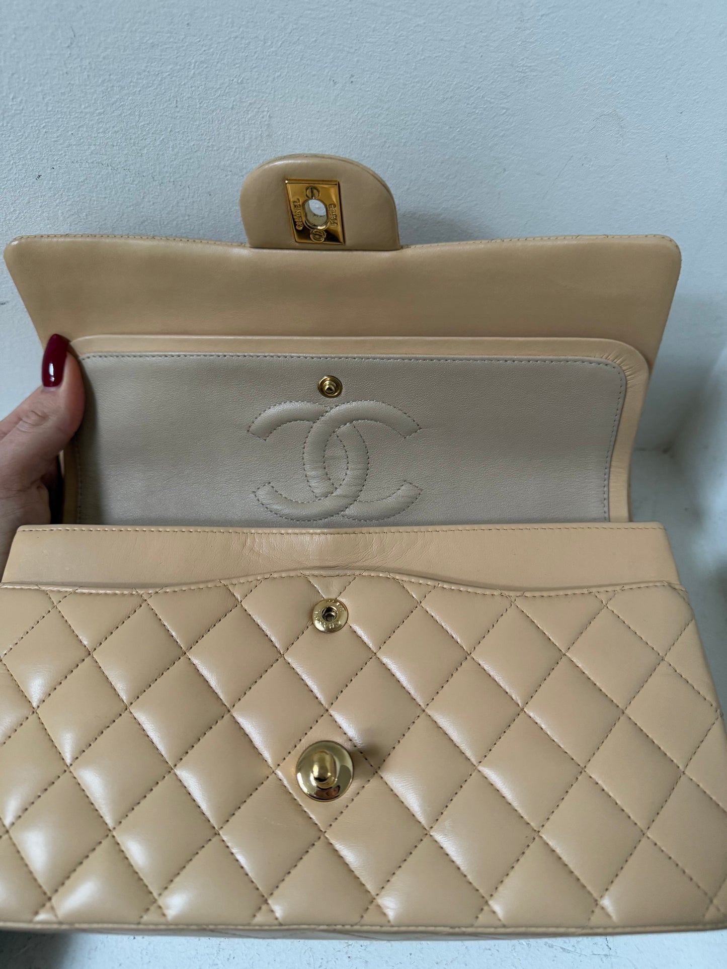 Chanel medium flap bag in beige 2009