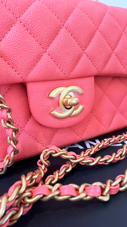 Chanel mini top handle pink caviar 31 serie (2021) full new set