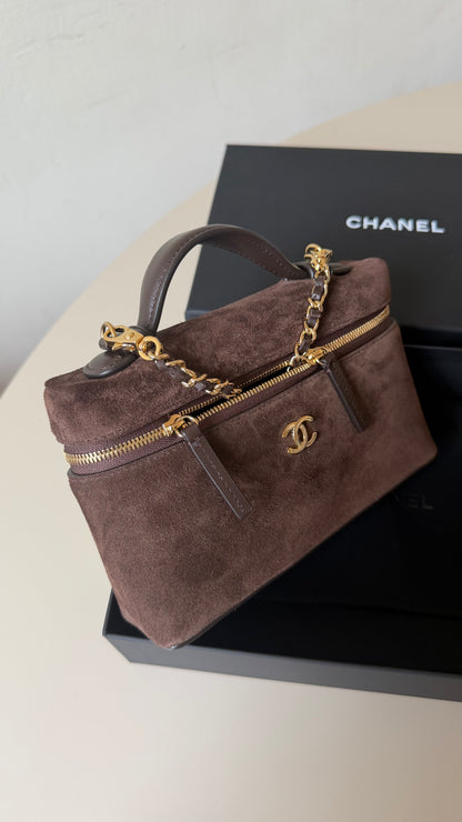 Chanel LP vanity pouch brown suede
