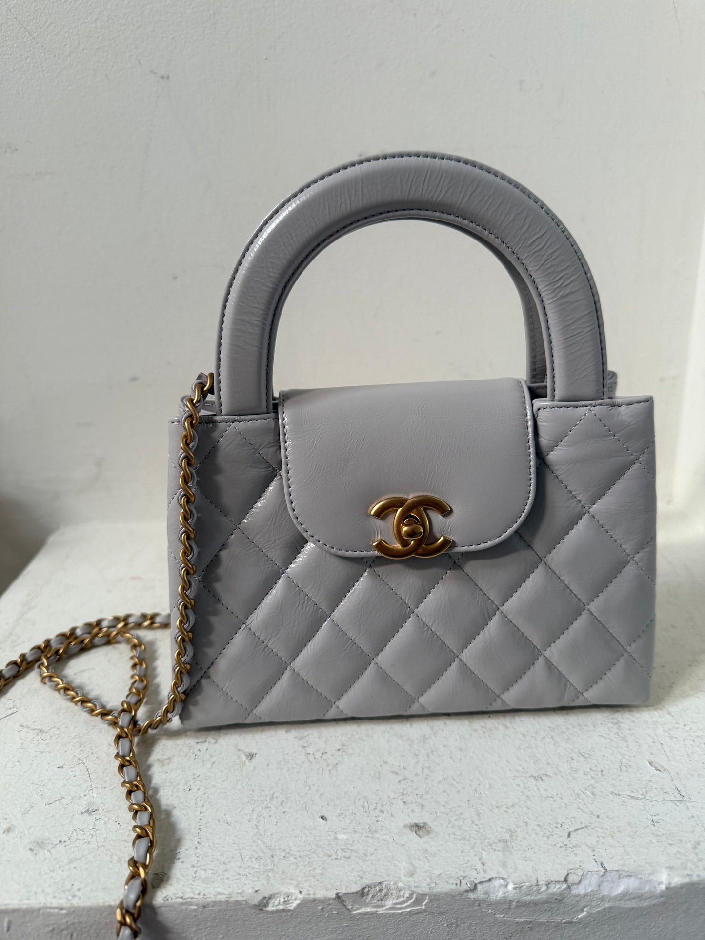 Chanel nano Kelly light Grey/ecru