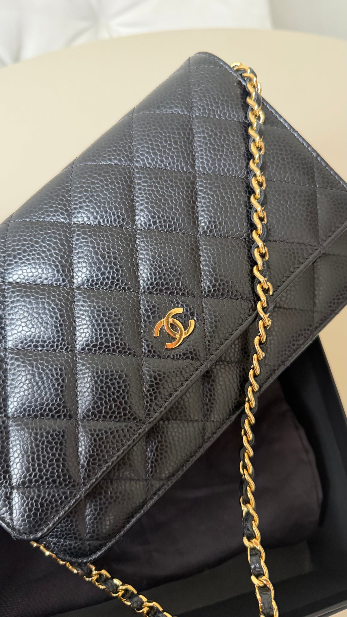 Chanel wallet on chain black caviar - champagne gold hardware 30 series
