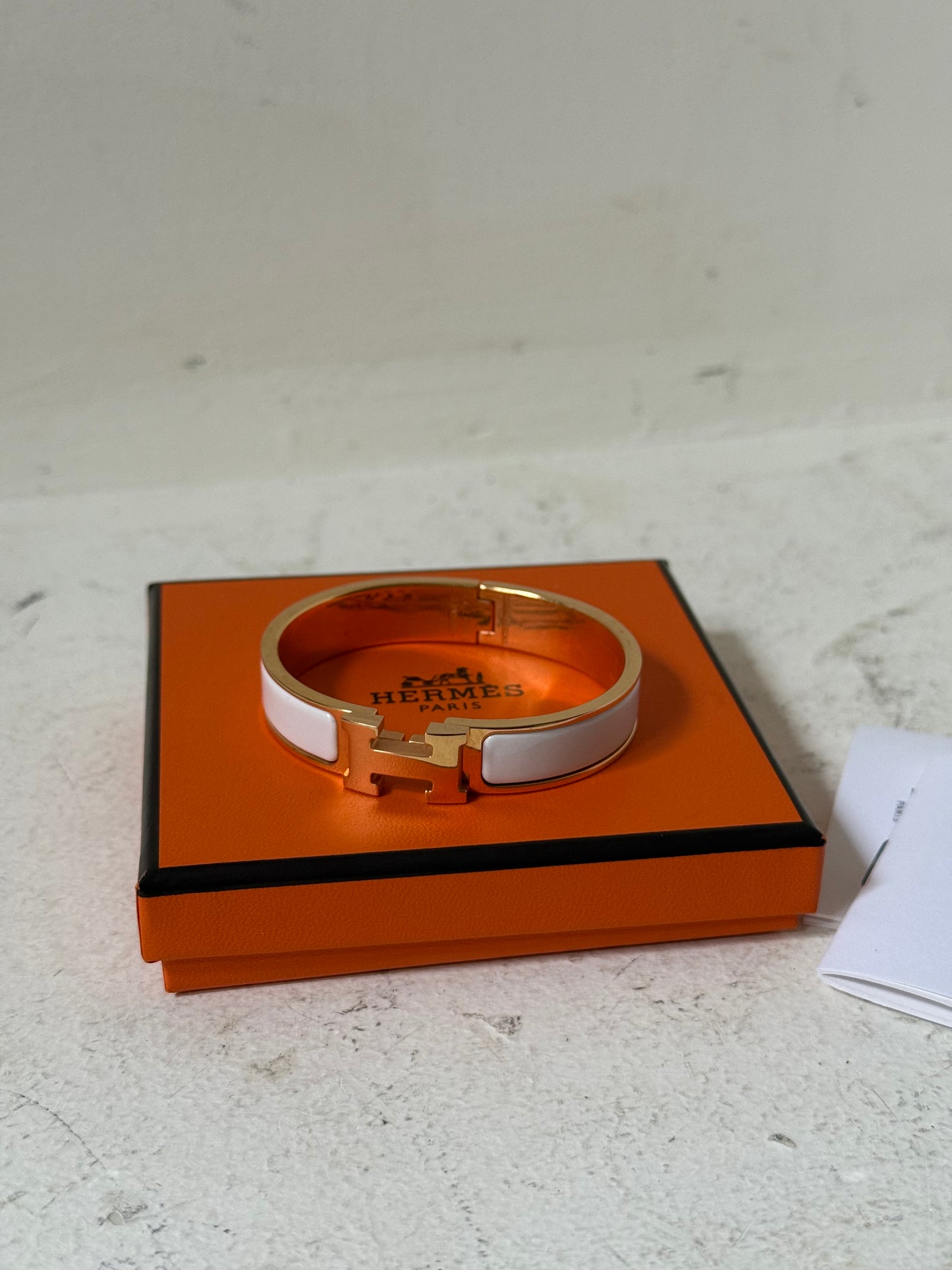Hermes clic H bracelet white rose gold