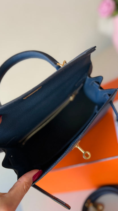 Hermes Kelly 25 blue de prusse W stamp full set