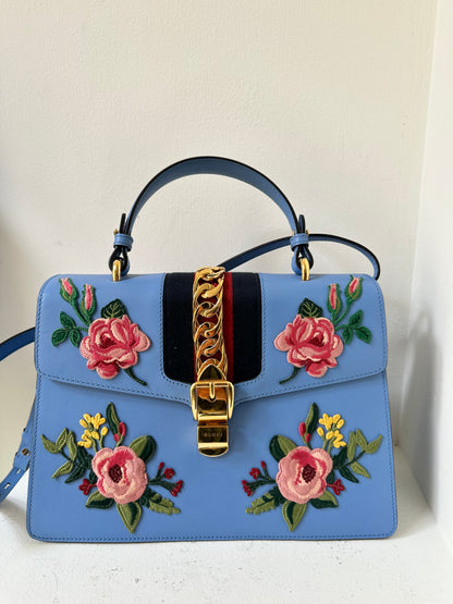 Gucci blue sylvie bag medium size