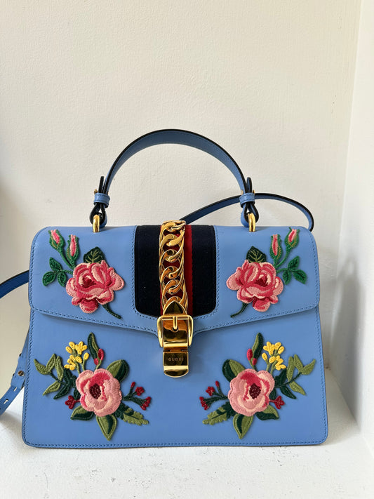 Gucci blue sylvie bag medium size