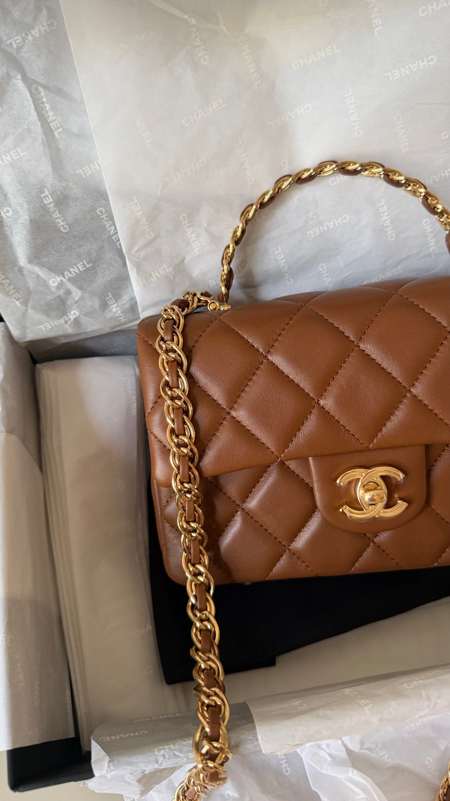 Chanel squared mini top handle new full set 2026
