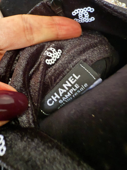 Black velvet Chanel sample top size S