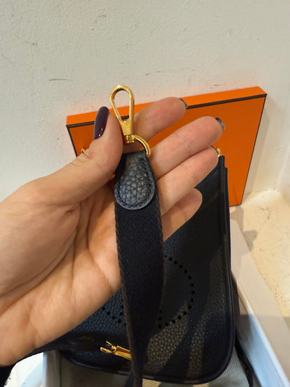 Hermes mini Evelyne black with gold hardware
