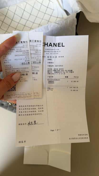 Chanel small Grey caviar double classic flapbag with chip 2022