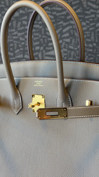 Hermes Birkin 35 etoupe with gold hardware - brand new - K stamp
