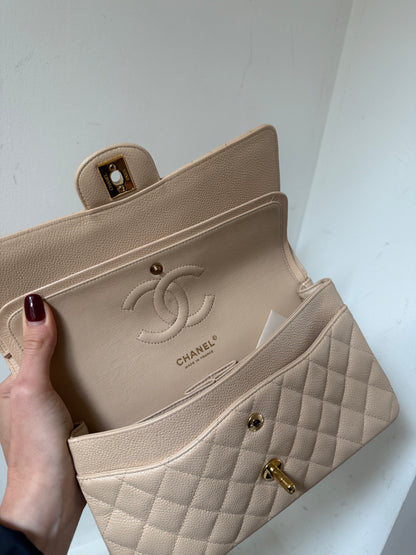 Chanel beige caviar medium flap
