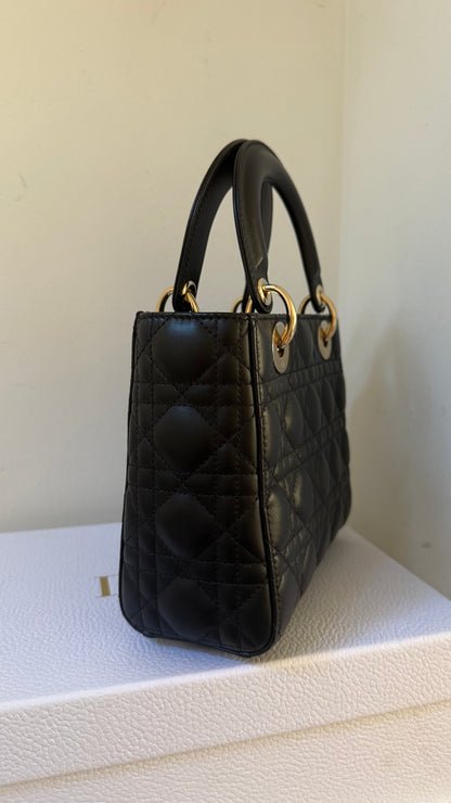 Lady dior small black lambskin