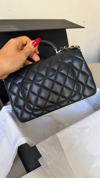 Chanel mini top handle black full set
