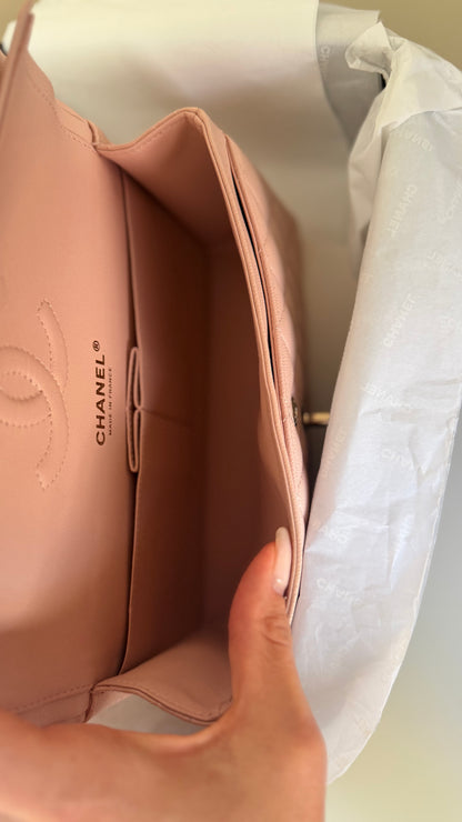 Chanel baby pink small caviar double flapbag