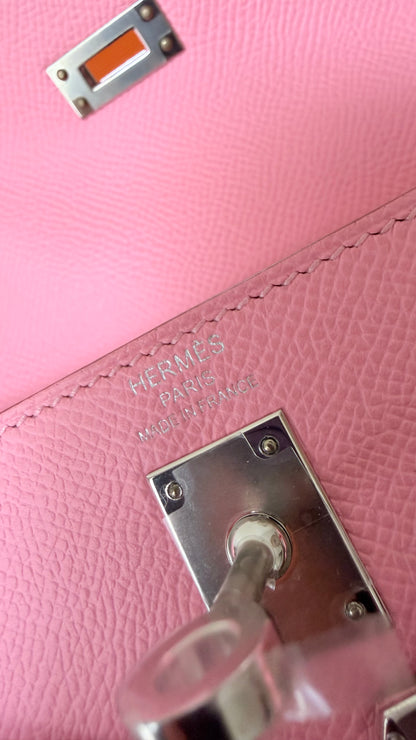 Kelly 25 rose confetti Epsom leather palladium hardware stamp Y full set