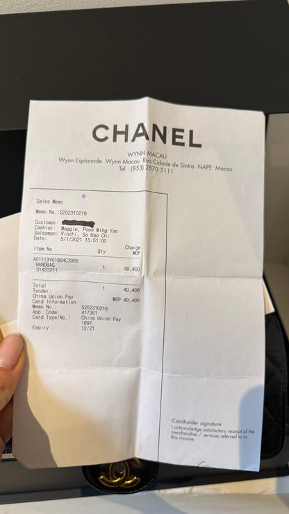 Chanel classic caviar flap small 2021 full set incl invoice