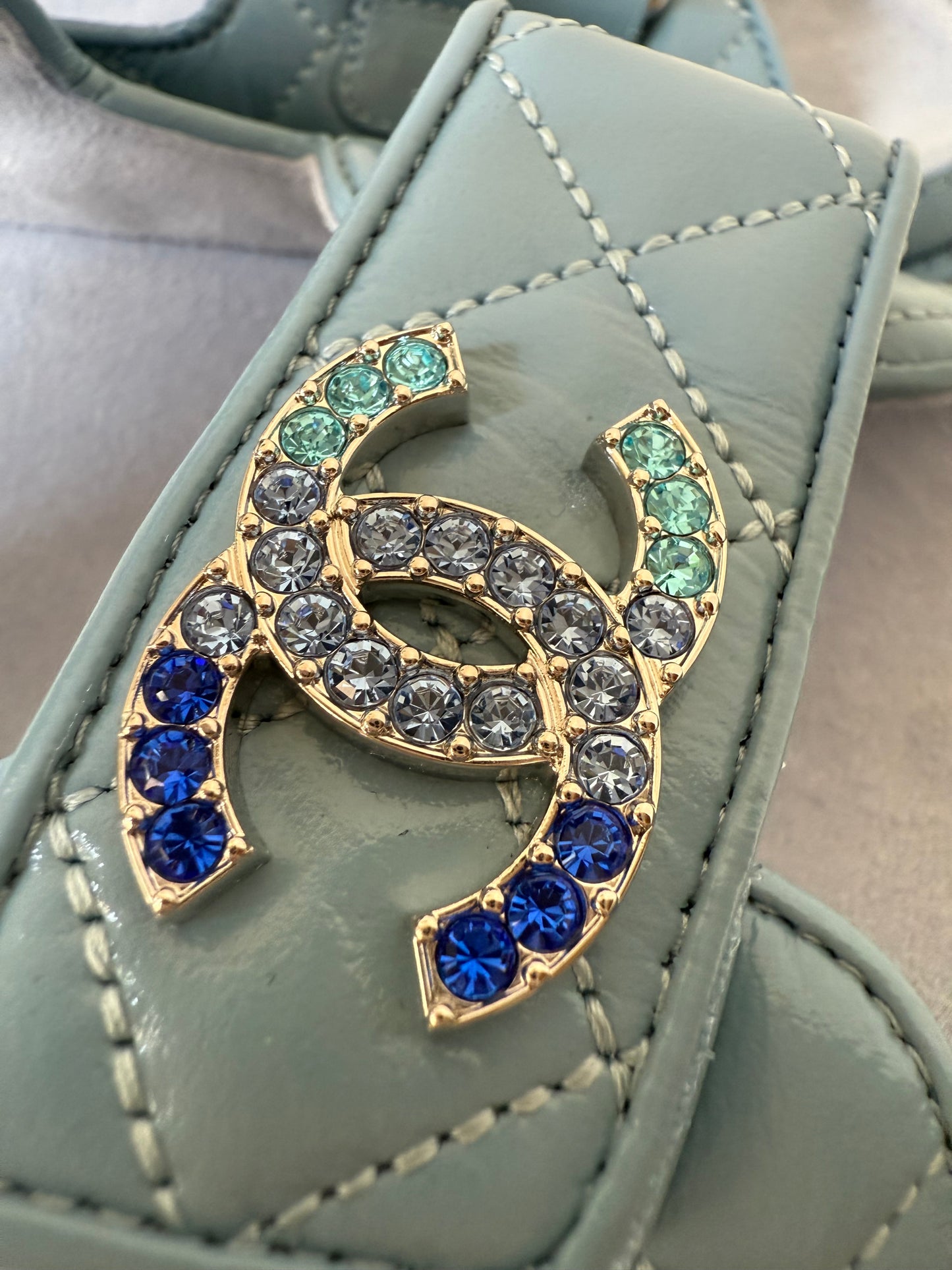 Chanel blue dad sandals size 38