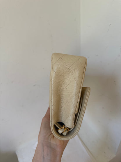 Chanel medium ecru caviar flap 1997-1999