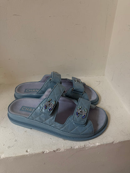 Chanel blue dad sandals size 38
