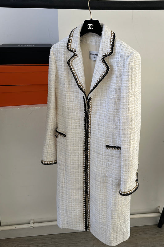 Chanel long tweed coat size 38