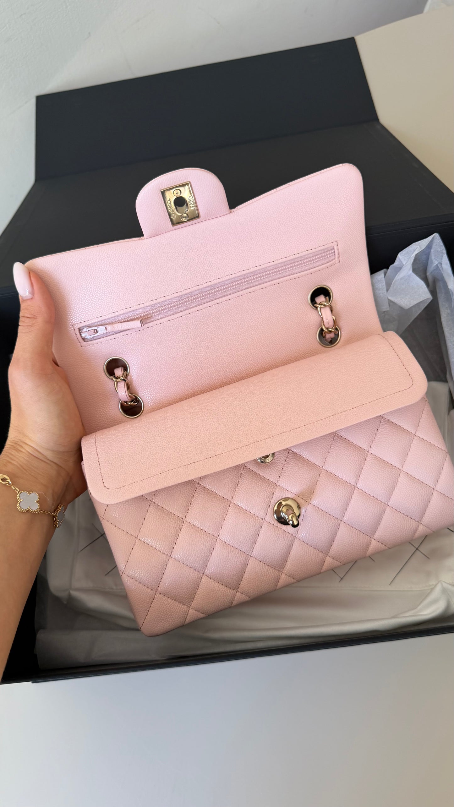 Chanel pink caviar small with chip (2022-2026) and entrupy certificate