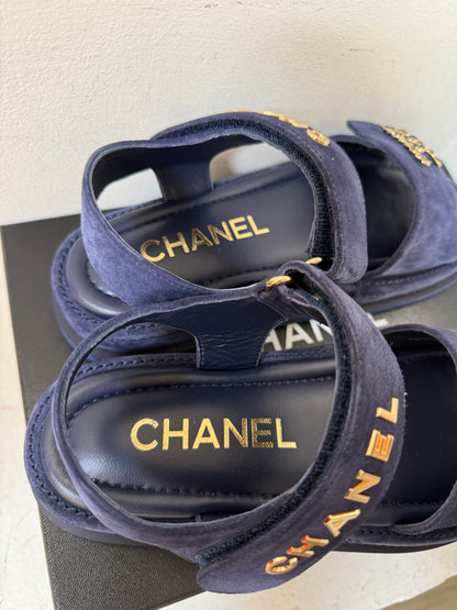 Chanel Navy suède sandals size 37