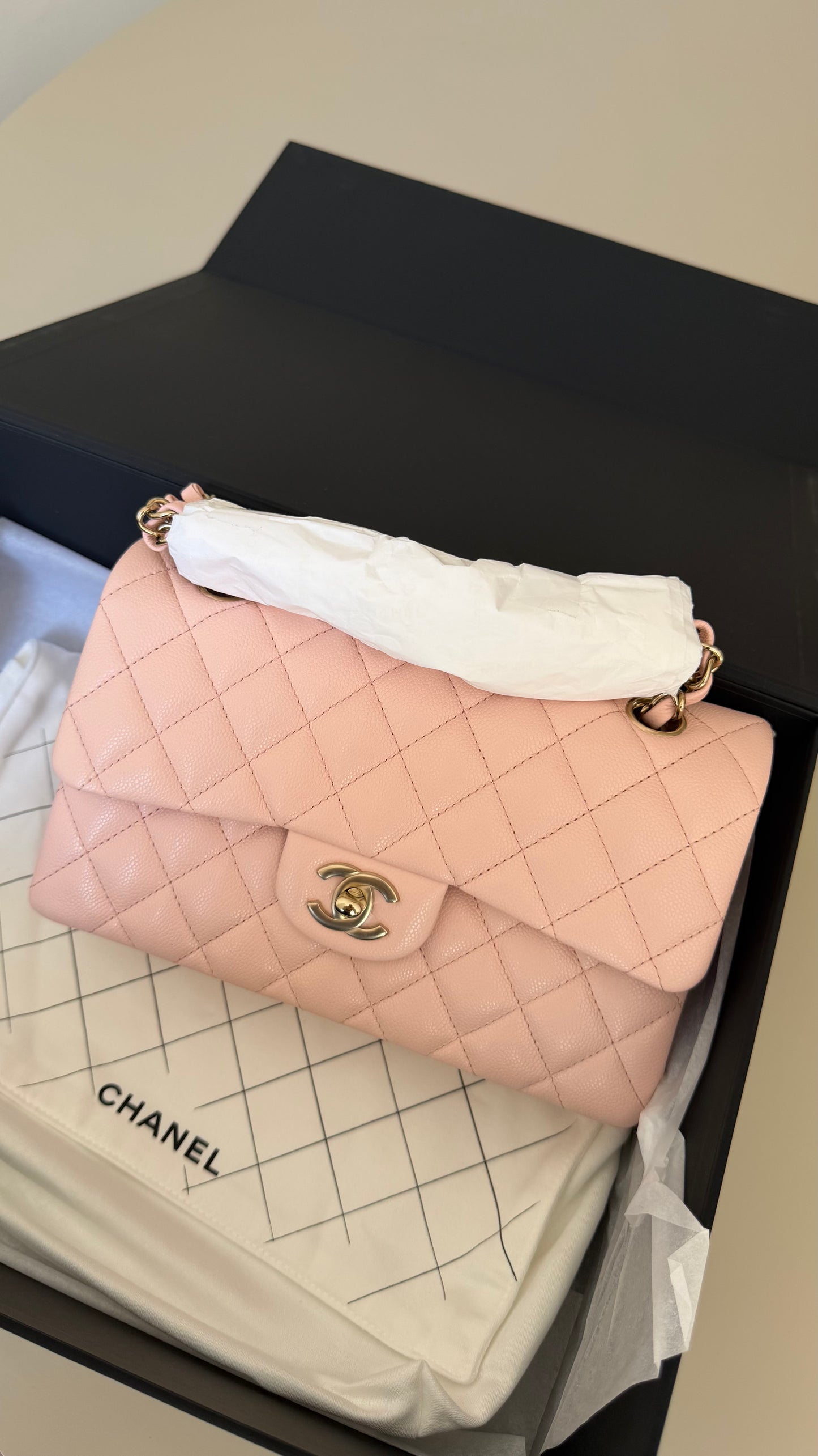 Chanel pink caviar small with chip (2022-2026) and entrupy certificate