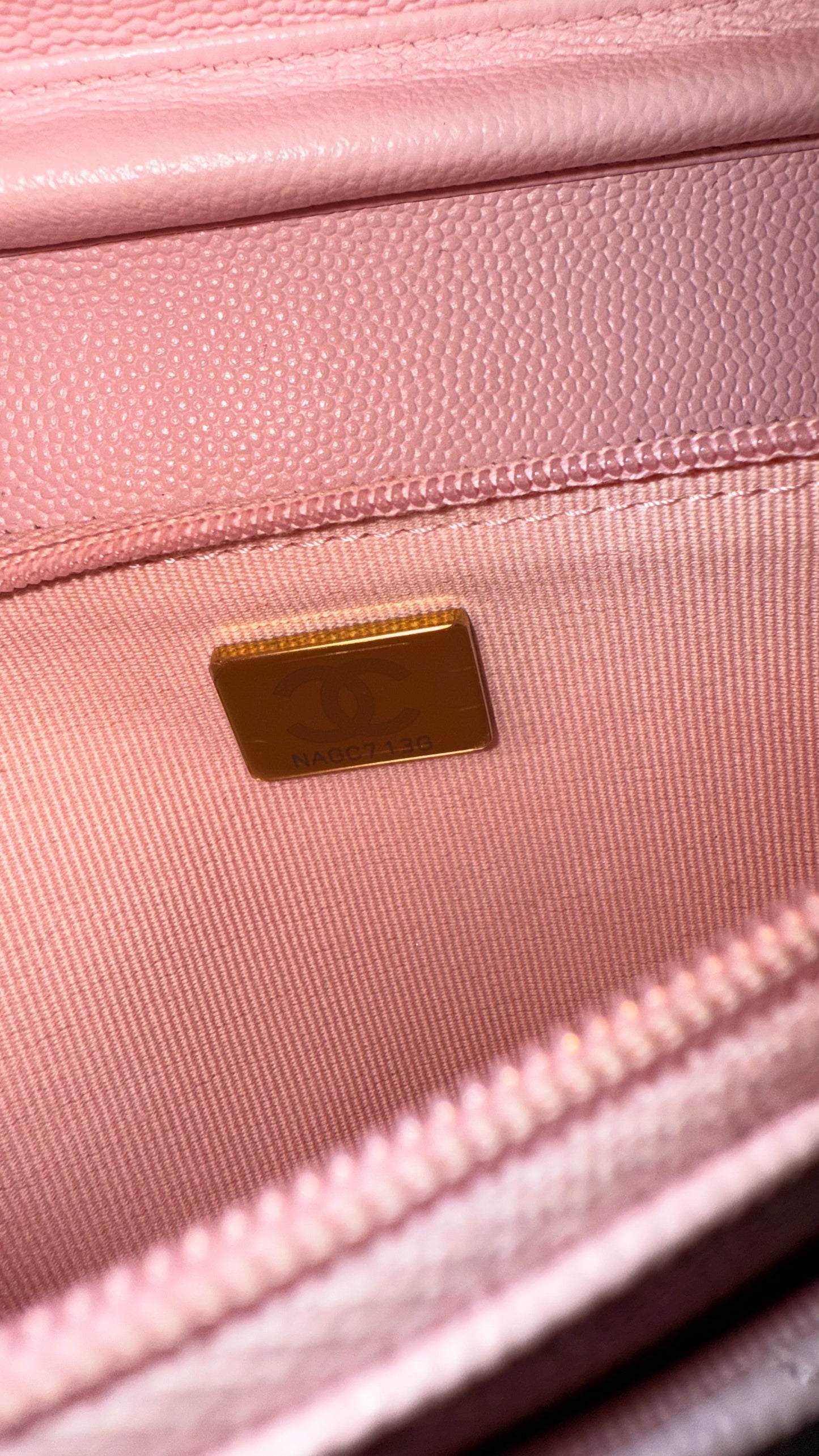 Chanel wallet on chain baby pink caviar with chip