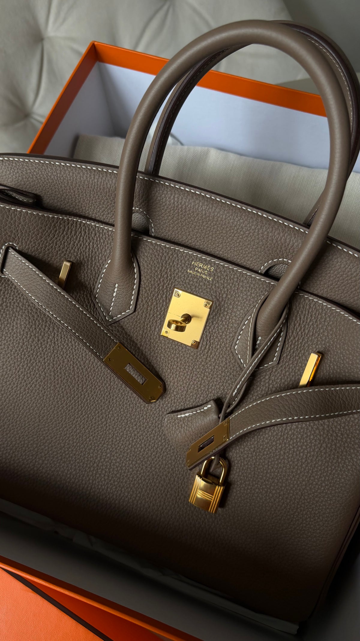 Hermes Birkin 30 etoupe Togo leather A stamp
