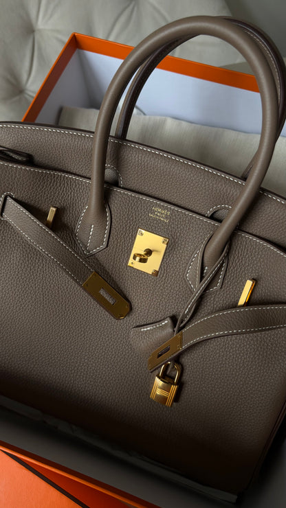 Hermes Birkin 30 etoupe Togo leather A stamp