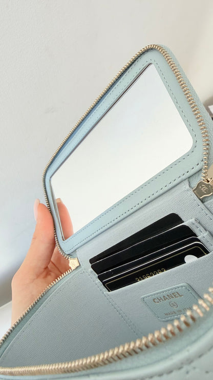 Chanel vanity case baby blue lambskin