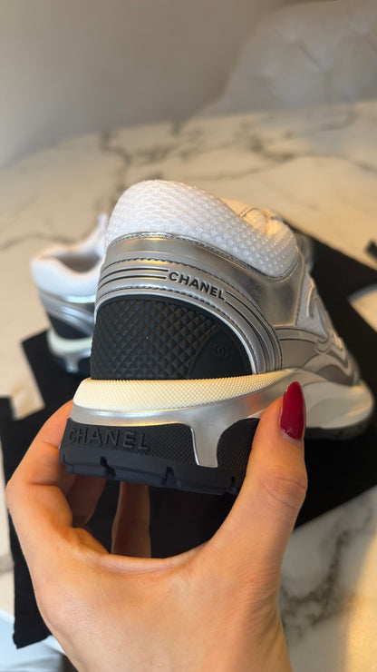 Chanel white silver trainer size 39