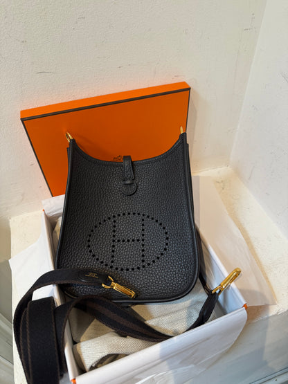 Hermes mini Evelyne black with gold hardware