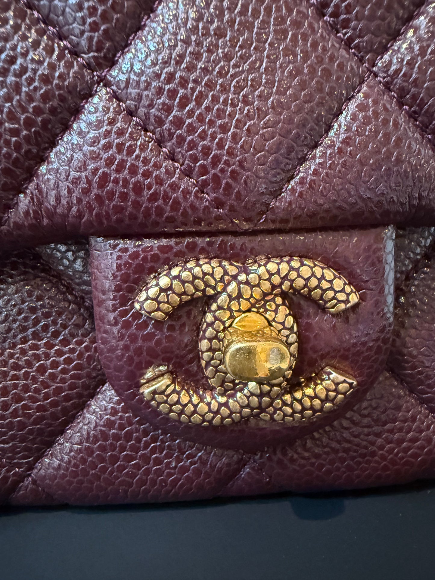 Chanel 24B caviar mini bag in burgundy