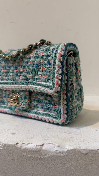Chanel green/blue tweed mini