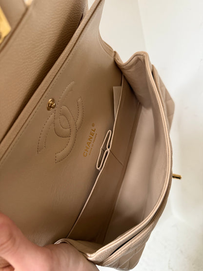 Chanel beige caviar medium flap