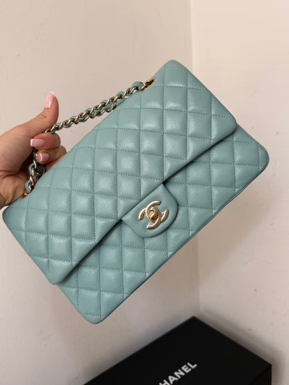 Chanel Tiffany blue medium caviar flapbag