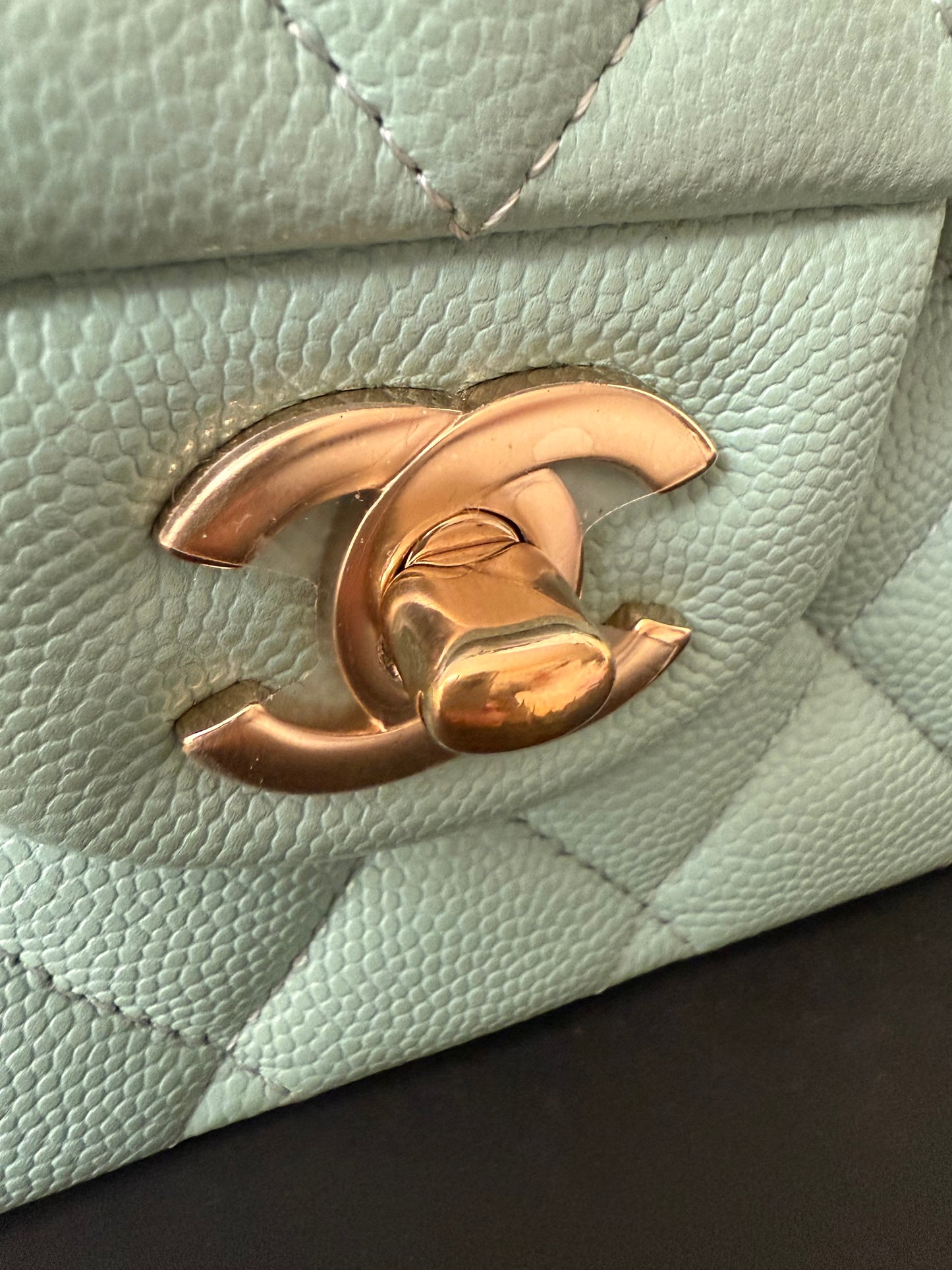 Chanel Tiffany blue medium caviar flapbag