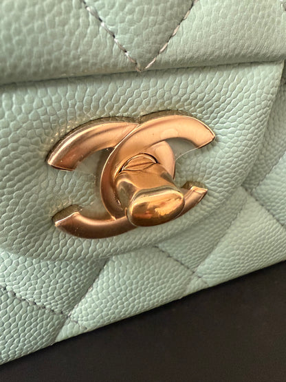 Chanel Tiffany blue medium caviar flapbag